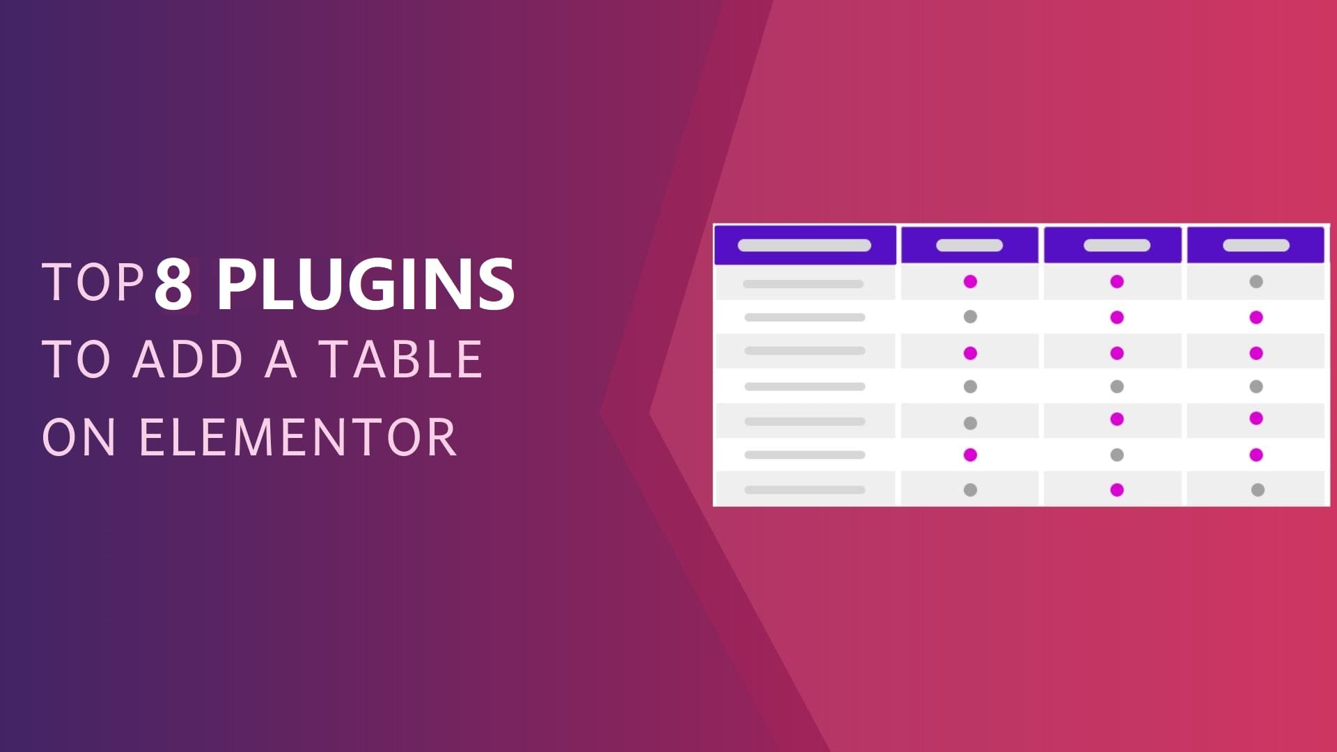 tables in elementor page builder