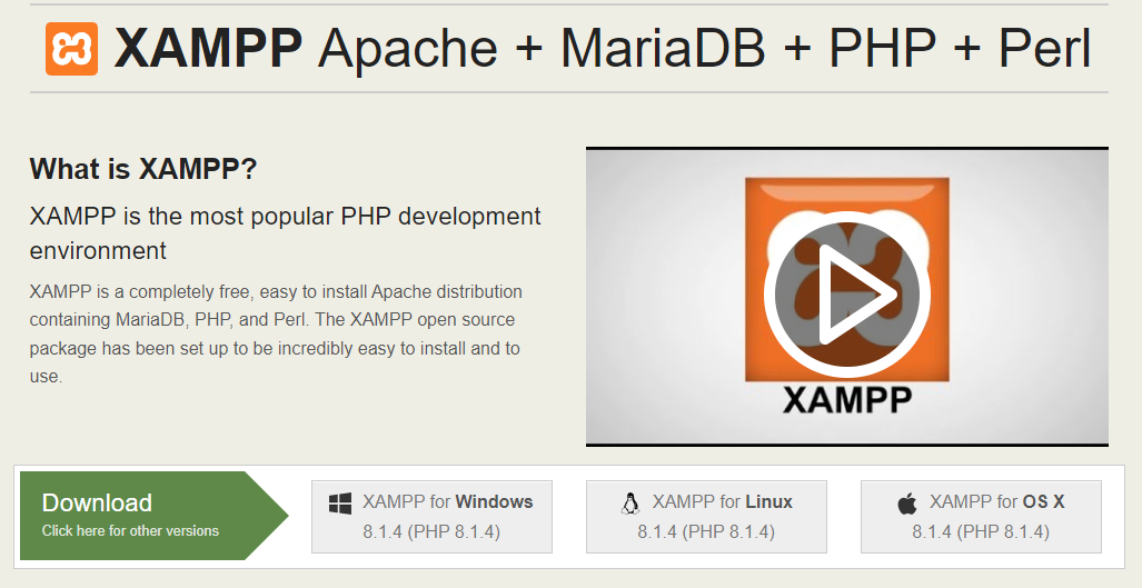 XAMPP Apache website header